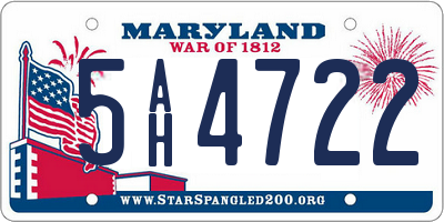 MD license plate 5AH4722