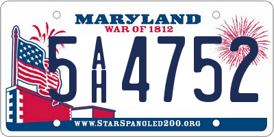 MD license plate 5AH4752