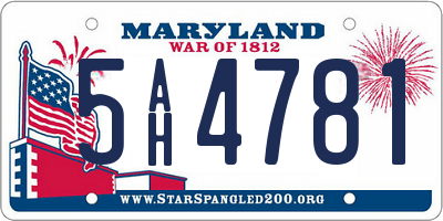 MD license plate 5AH4781