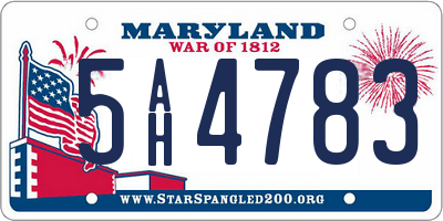 MD license plate 5AH4783