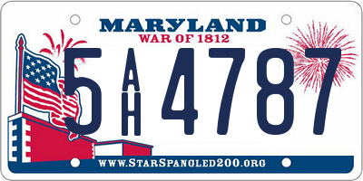 MD license plate 5AH4787