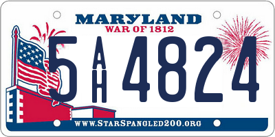 MD license plate 5AH4824