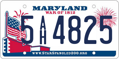 MD license plate 5AH4825