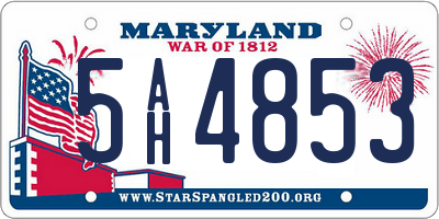 MD license plate 5AH4853