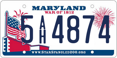 MD license plate 5AH4874