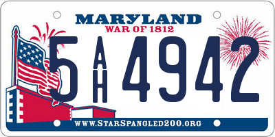 MD license plate 5AH4942