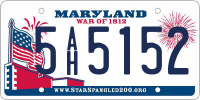 MD license plate 5AH5152