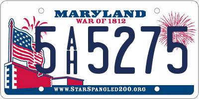 MD license plate 5AH5275