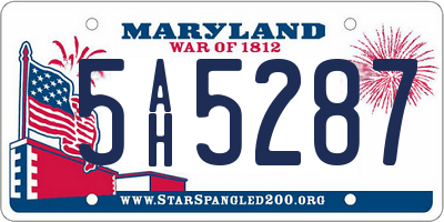 MD license plate 5AH5287