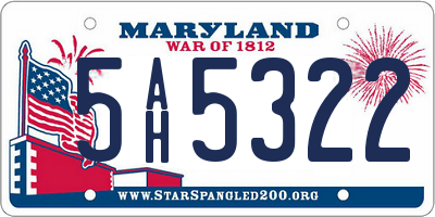 MD license plate 5AH5322