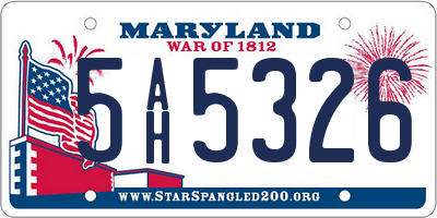 MD license plate 5AH5326