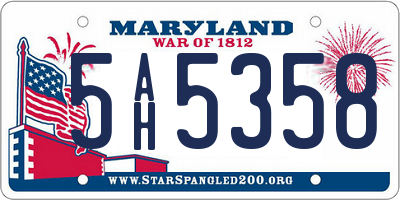 MD license plate 5AH5358