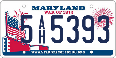 MD license plate 5AH5393