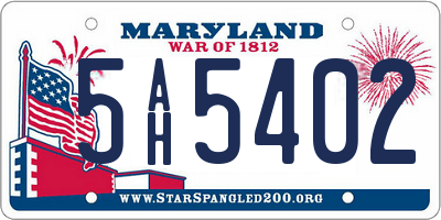 MD license plate 5AH5402