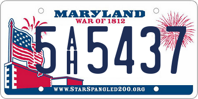 MD license plate 5AH5437