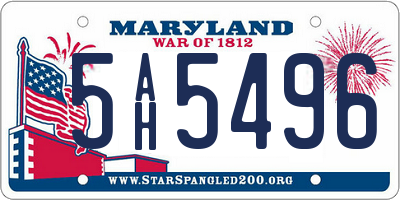 MD license plate 5AH5496