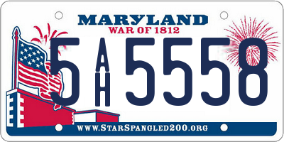 MD license plate 5AH5558