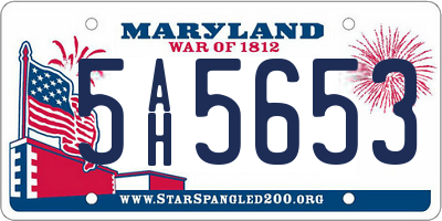 MD license plate 5AH5653
