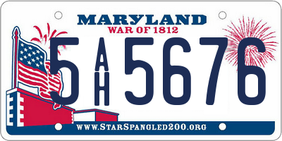 MD license plate 5AH5676