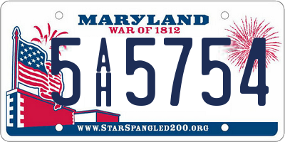 MD license plate 5AH5754
