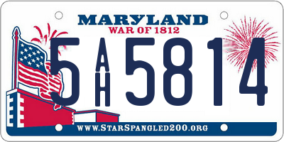 MD license plate 5AH5814