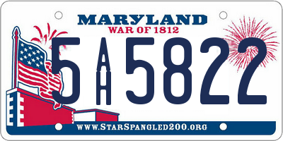 MD license plate 5AH5822