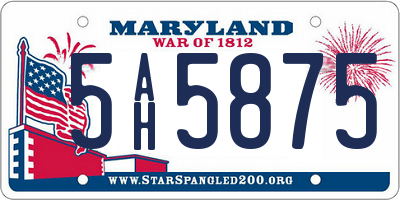 MD license plate 5AH5875