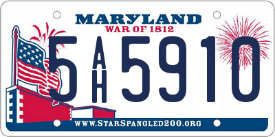 MD license plate 5AH5910