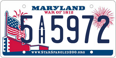 MD license plate 5AH5972
