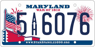 MD license plate 5AH6076