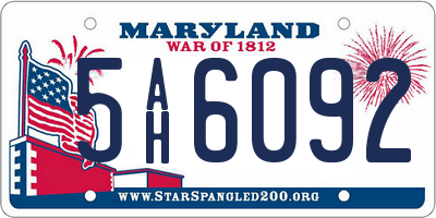 MD license plate 5AH6092