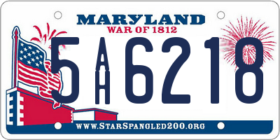 MD license plate 5AH6218