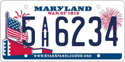 MD license plate 5AH6234