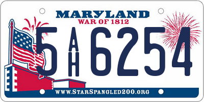MD license plate 5AH6254