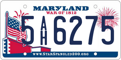 MD license plate 5AH6275