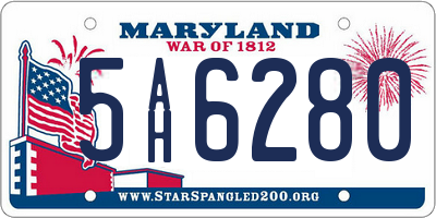 MD license plate 5AH6280