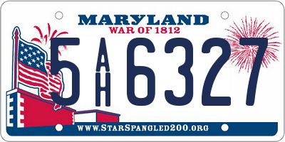 MD license plate 5AH6327
