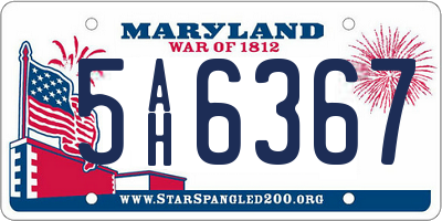 MD license plate 5AH6367
