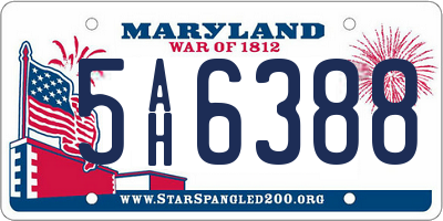 MD license plate 5AH6388
