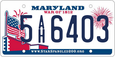 MD license plate 5AH6403
