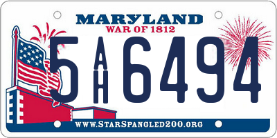 MD license plate 5AH6494