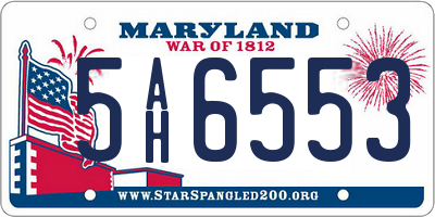 MD license plate 5AH6553