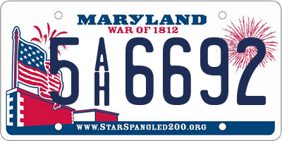 MD license plate 5AH6692
