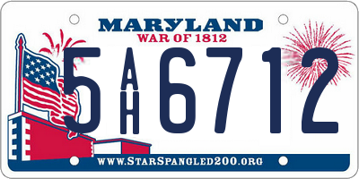 MD license plate 5AH6712