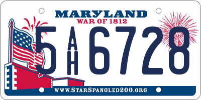 MD license plate 5AH6728