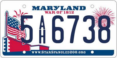 MD license plate 5AH6738
