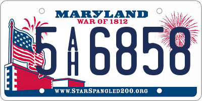 MD license plate 5AH6858