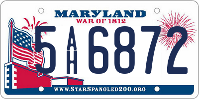 MD license plate 5AH6872