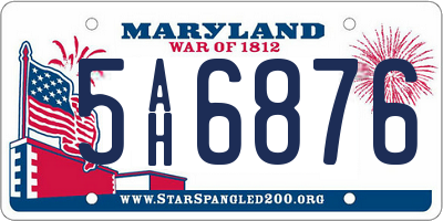 MD license plate 5AH6876