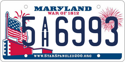 MD license plate 5AH6993